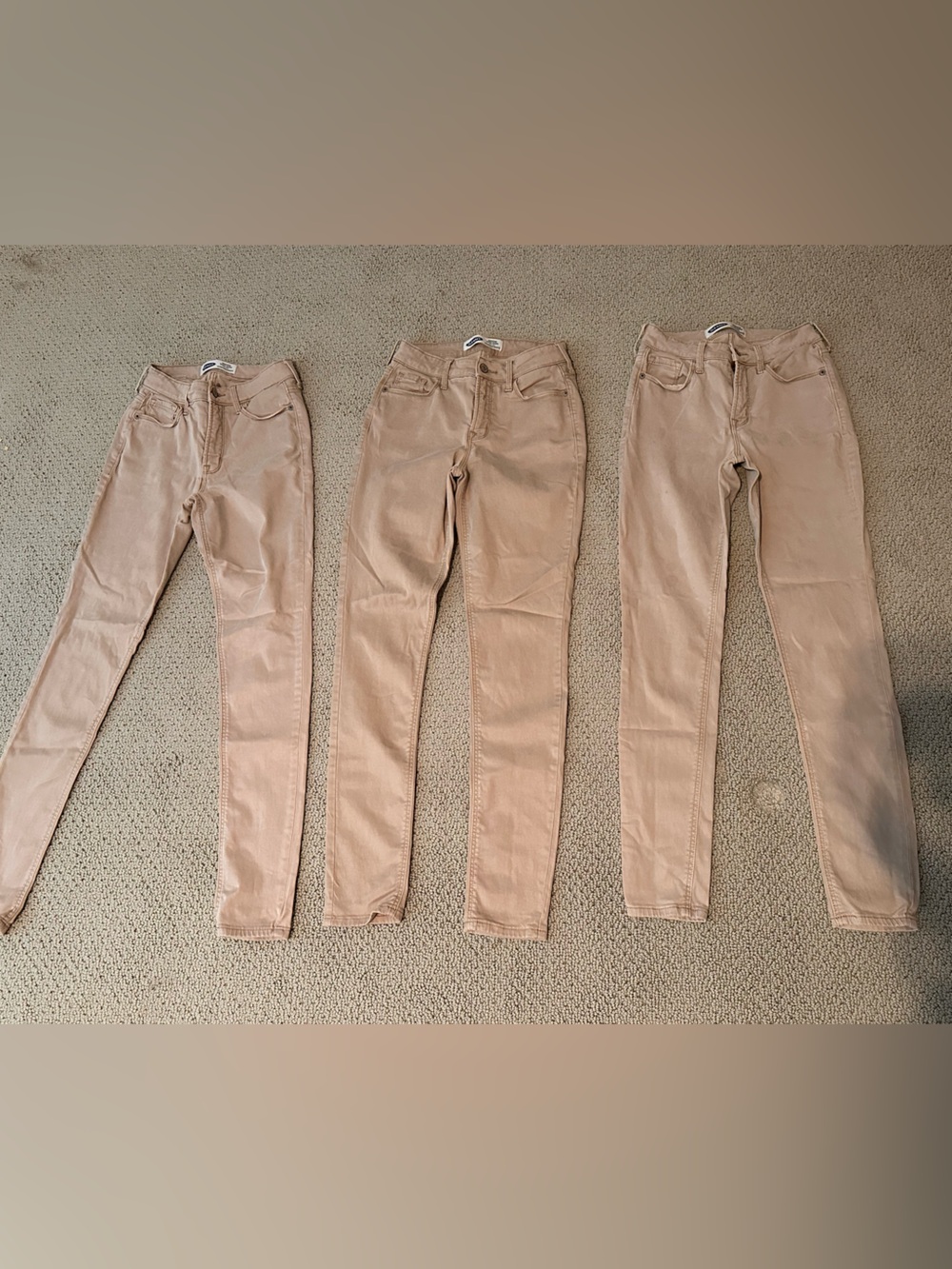 3pr Old Navy Rockstar Hi-Rise Super Skinny Jeans in Light Beige Khaki Womens 0